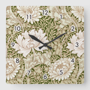 Chrysanthemum Gold, William Morris Quadratische Wanduhr