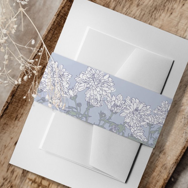 Chrysanthemum grau-weiße Blume Blumenhochzeit Einladungsbanderole (Von Creator hochgeladen)