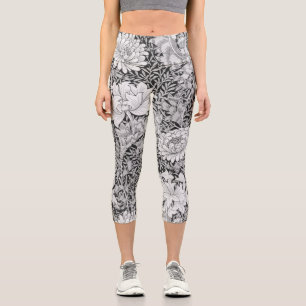Chrysanthemum Gray, William Morris Capri Leggings