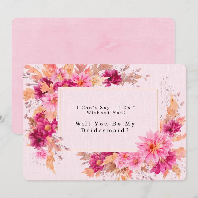 Chrysanthemum in Pink, wird meine Bridesmaid I Einladung (Vorne/Hinten)
