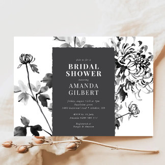 Chrysanthemum Ink Art Bridal Dusche Einladung