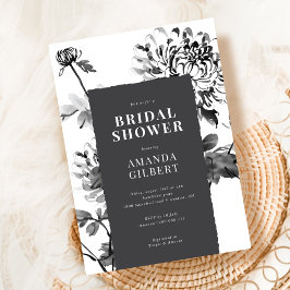 Chrysanthemum Ink Art nuptiale douche Invitation