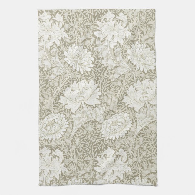 Chrysanthemum Ivory, William Morris Geschirrtuch (Vertikal)