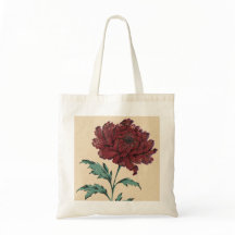 Chrysanthemum Japanese Woodblock Floral Tote
