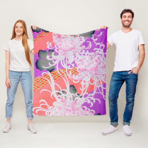 Chrysanthemum, japanisches Design Fleecedecke