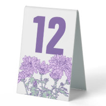 Chrysanthemum lila Blume Hochzeit Tischnummern