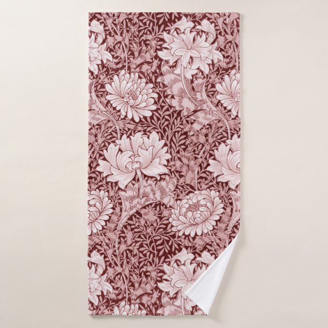 Chrysanthemum Maroon, William Morris Badehandtuch (Badehandtuch)