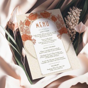 Chrysanthemum Menu Wedding Vintag Art Nouveau Einladung