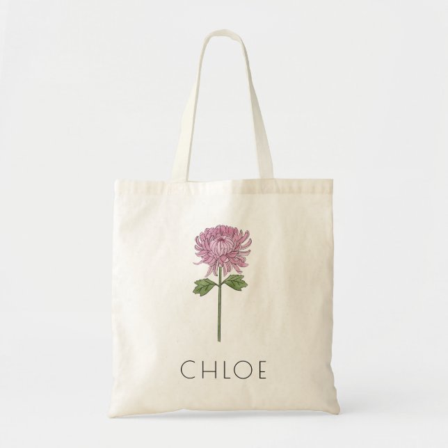 CHRYSANTHEMUM November Birth Blume Individuelle Na Tragetasche (Vorne)