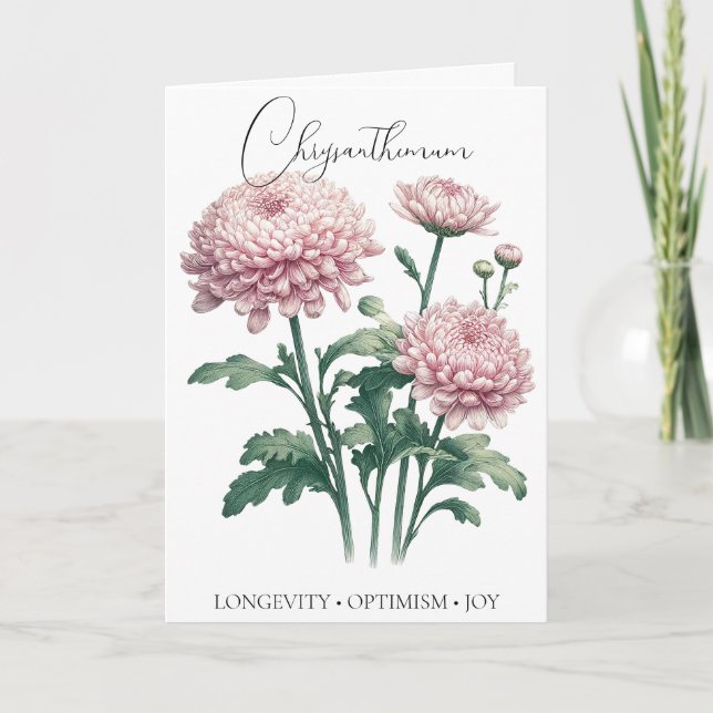 Chrysanthemum Novembre Fleur de naissance Carte d' (Devant)