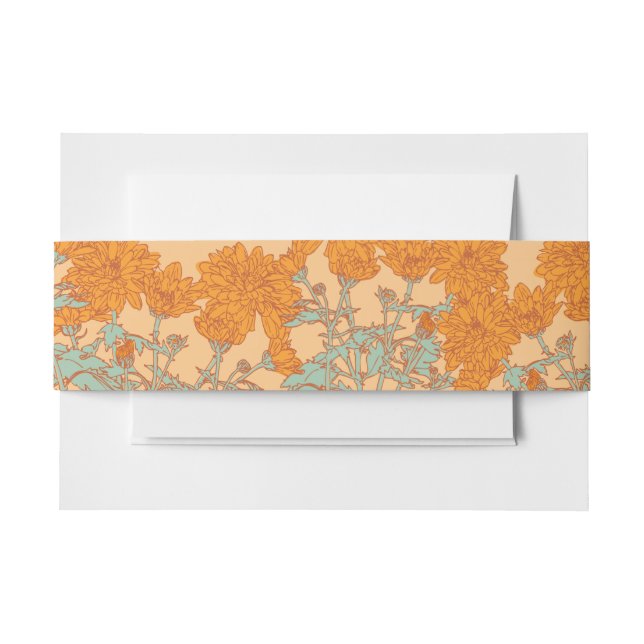 Chrysanthemum orange Blume Hochzeit im Herbst Einladungsbanderole (Vorderseite Beispiel)