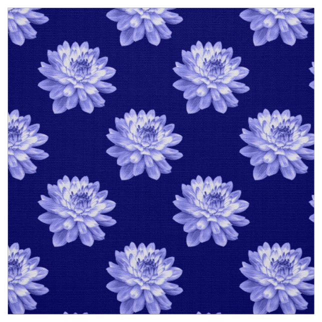 Chrysanthemum Pattern - Deep Navy Blue Stoff (Muster)