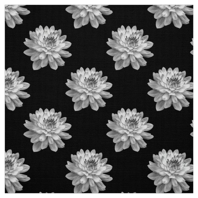 Chrysanthemum Pattern - Monochrome auf schwarz Stoff (Muster)