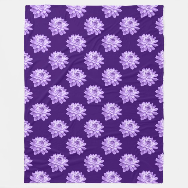 Chrysanthemum Pattern - Tief Lila Fleece Blanket (Vorderseite)