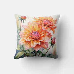 Chrysanthemum peach Blume Aquarell Kissen