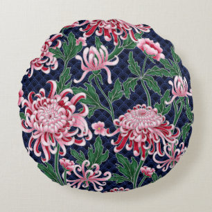 Chrysanthemum Peonies Vintag Pattern Rundes Kissen