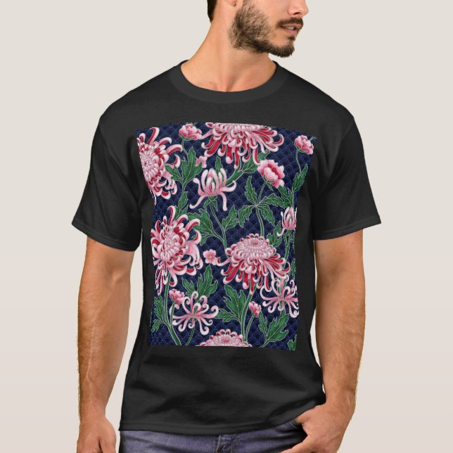 Chrysanthemum Peonies Vintag Pattern T-Shirt (Vorderseite)
