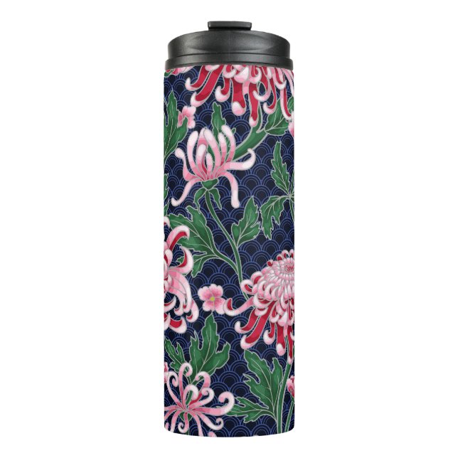 Chrysanthemum Peonies Vintag Pattern Thermosbecher (Vorderseite)