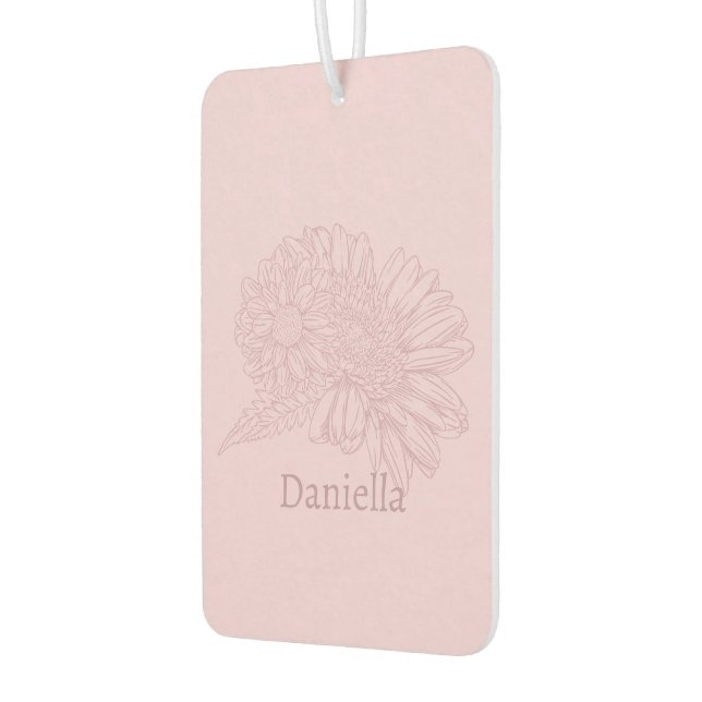 Chrysanthemum Pink Line Drawing with Your Name  Autolufterfrischer (Links)