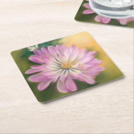 Chrysanthemum Pink und Cream Floral Pastel Rechteckiger Pappuntersetzer