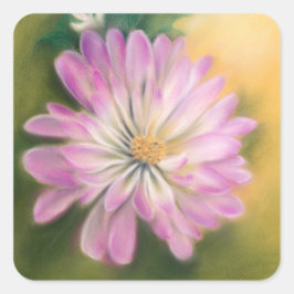 Chrysanthemum Pink und Cream Pastel Floral Quadratischer Aufkleber