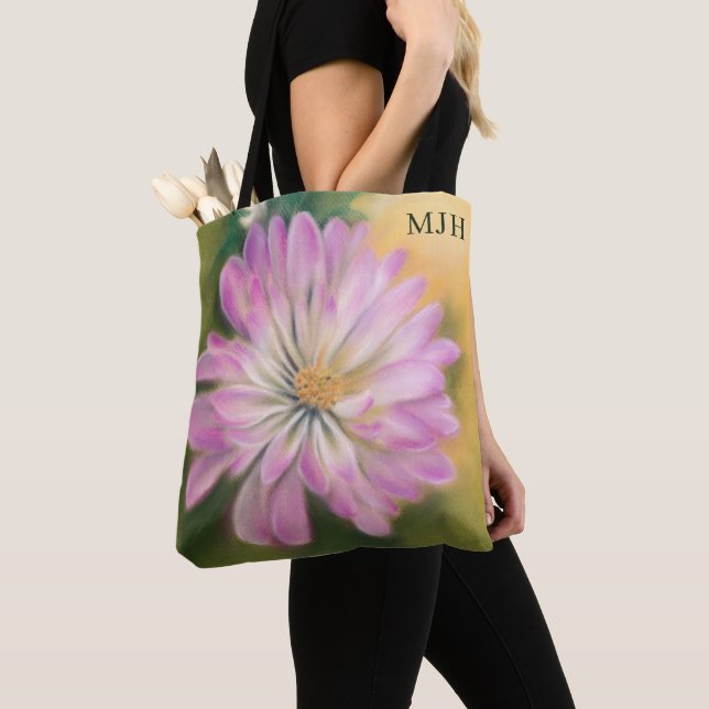 Chrysanthemum Pink und Cream Pastel Floral Tasche (Von Nahem)