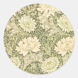 Chrysanthemum von William Morris, Vintag Art Runder Aufkleber