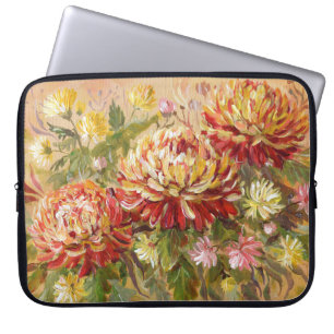 Chrysanthemum Wiese: Akryllische Handmalerei. Laptopschutzhülle