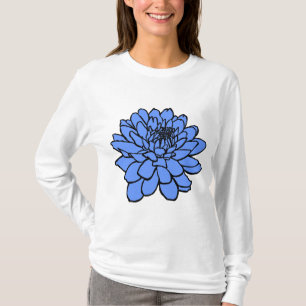 Chrysanthemum Zeichnend - Schwarz und Baby Blau T-Shirt