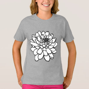 Chrysanthemum Zeichnend - Schwarz und Weiß T-Shirt