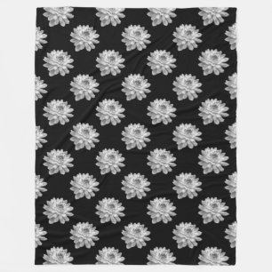 Chrysanthemummuster - einfarbiges Schwarz Fleecedecke