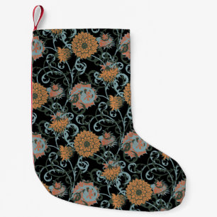 Chrysanthemums Schwarzer Hintergrund, floral Vinta Kleiner Weihnachtsstrumpf