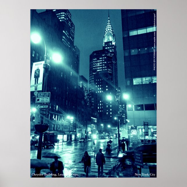 Chrysler Building NYC Blue Poster 18x24 (Devant)