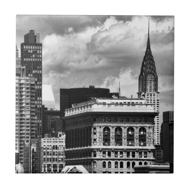 Chrysler-Gebäude, Flatiron Gebäude, Himmel-Haus BW Fliese (Vorderseite)