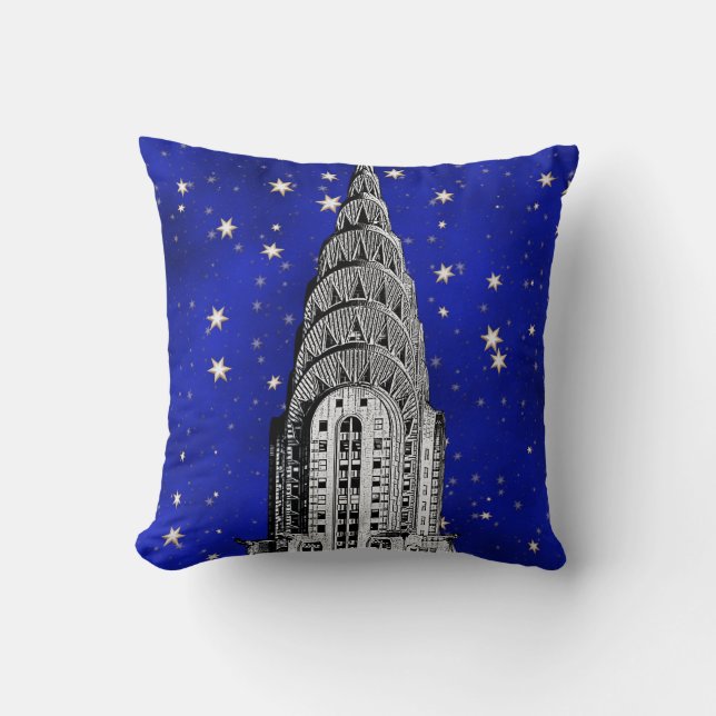 Chrysler-Gebäude-Haube und ein Starry blauer Kissen (Vorderseite)