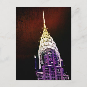 Chrysler Gebäude - Lila und rot - NYC Postkarte