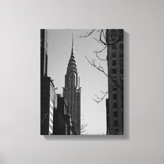 Chrysler-Gebäude-Schwarz-Weiß-Leinwand Leinwanddruck (Vorderseite)