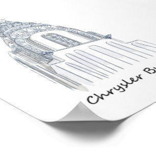 Chrysler Gebäude Schwarz-Weiß-Sketch-Poster Poster