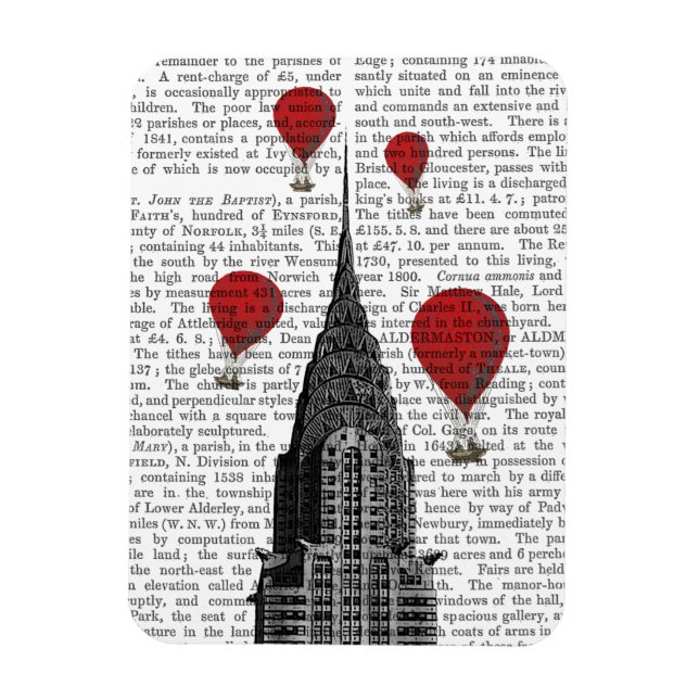 Chrysler Gebäude und Red Hot Air Balloons Magnet (Vertikal)