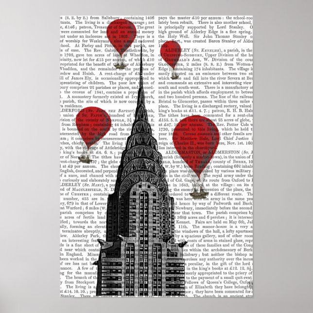 Chrysler Gebäude und Red Hot Air Balloons Poster (Vorne)
