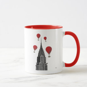 Chrysler-Gebäude und Rot - Heißluft-Ballone Tasse