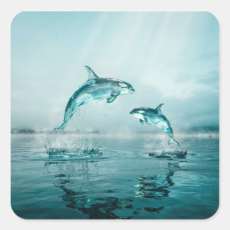 CHRYSTAL ORCA-MUTTER MIT BABY QUADRATISCHER AUFKLEBER