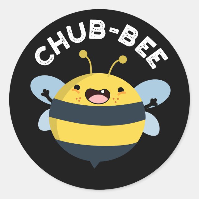 Chub-bee Funny Chubby Bee Pun Dark BG Runder Aufkleber (Vorderseite)