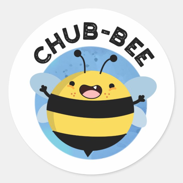 Chub-Bee Funny Chubby Bee Pun Runder Aufkleber (Vorderseite)