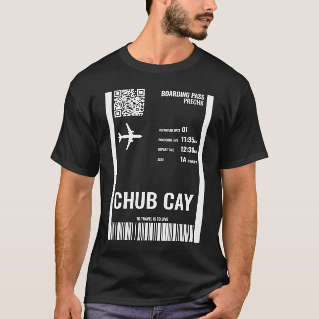 Chub Cay Bahamas Boarding Pass Airline Ticket Trav T-Shirt (Vorderseite)
