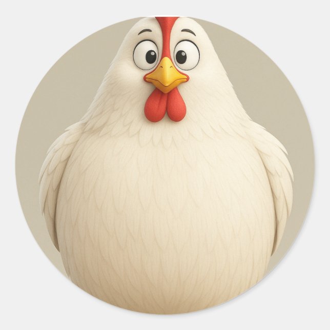 Chubby Adorable Cartoon Hühnersticker Runder Aufkleber (Vorderseite)