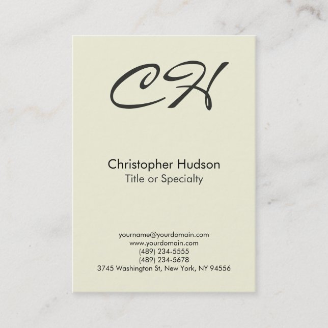 Chubby Beige Carte de visite de script tendance Mo (Devant)