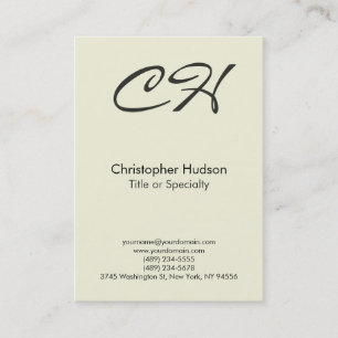 Chubby Beige Trendy Script Monogram Business Card Visitenkarte
