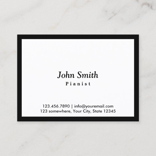 Chubby Black Border Pianist Business Card Visitenkarte (Vorderseite)