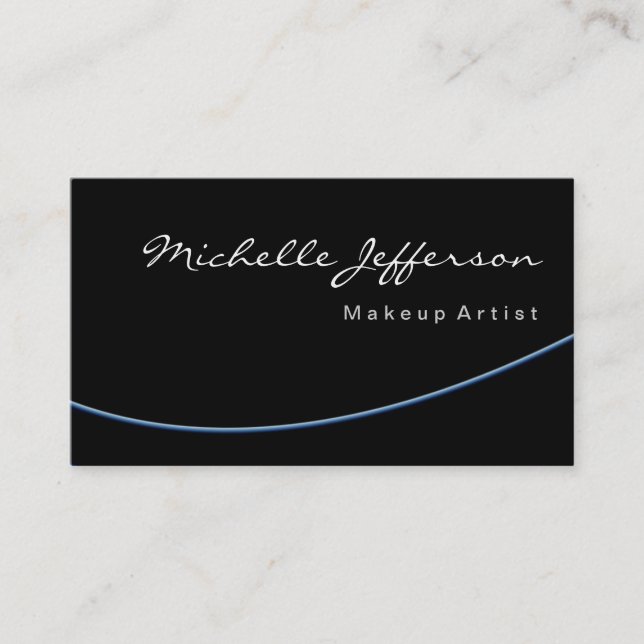 Chubby Blue Spiral Black Gray Script Business Card Visitenkarte (Vorderseite)